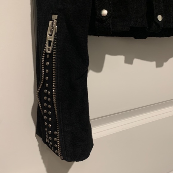 Blank NYC Suede Luxury No Limit Motorcycle "Moto" Style Jacket Black Studded S - Picture 12 of 16
